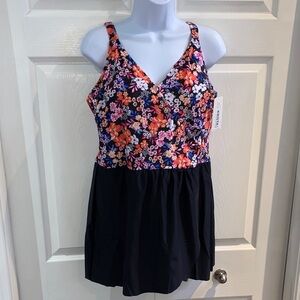 Krista Shape Solutions Plus Women’s Swim Dress Swimsuit with Skirt Size 1X (18)